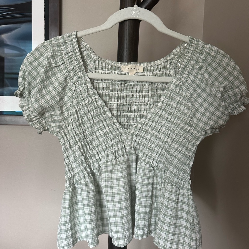 Green Plaid Women's Top